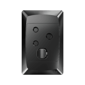 MES Socket Outlet Single Hori Black 4x2