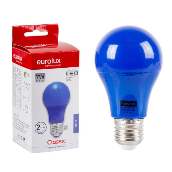A60 7 Watt E27(ES) Blue LED Lamp