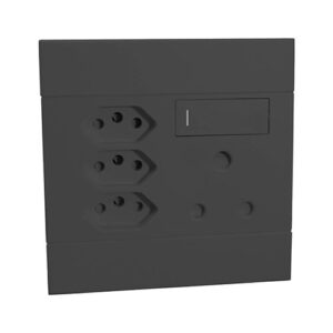 VETI2 Socket Outlet Single+3 x Euro Charcoal 4x4