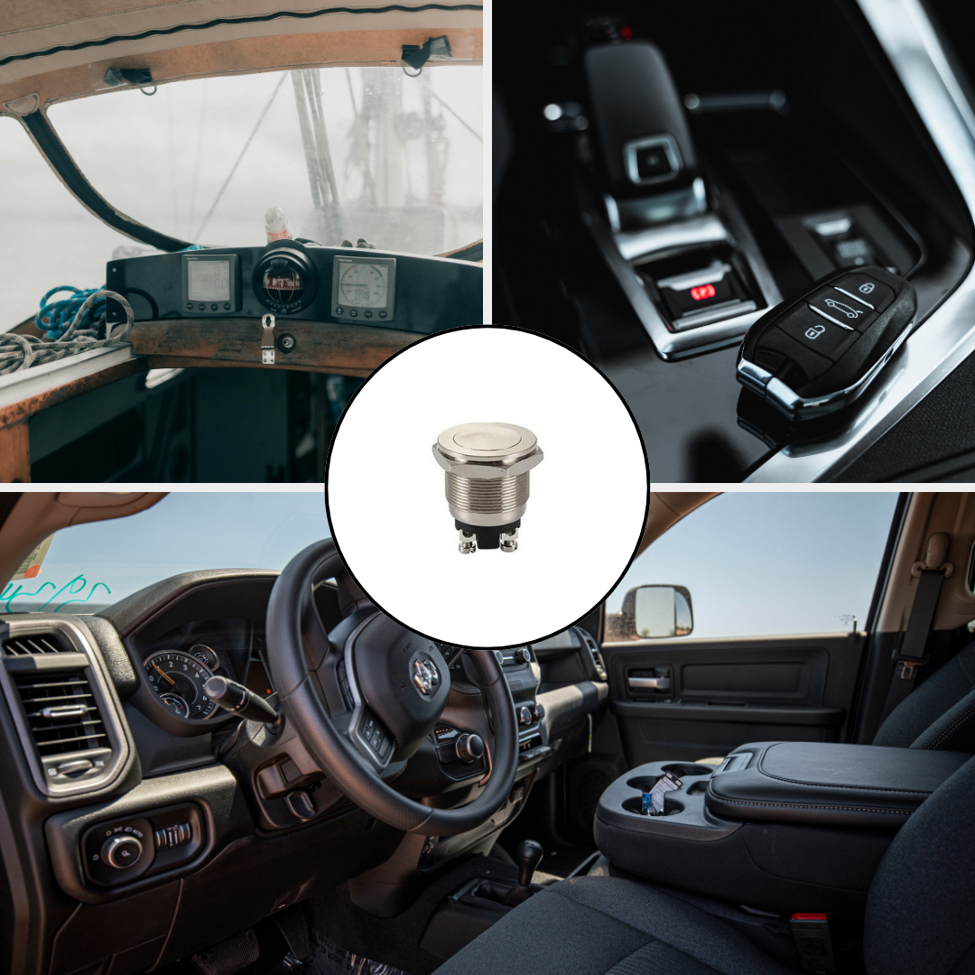 Push Button Weatherproof Round Steel PTM/RTB IP65 2A 250V/12V