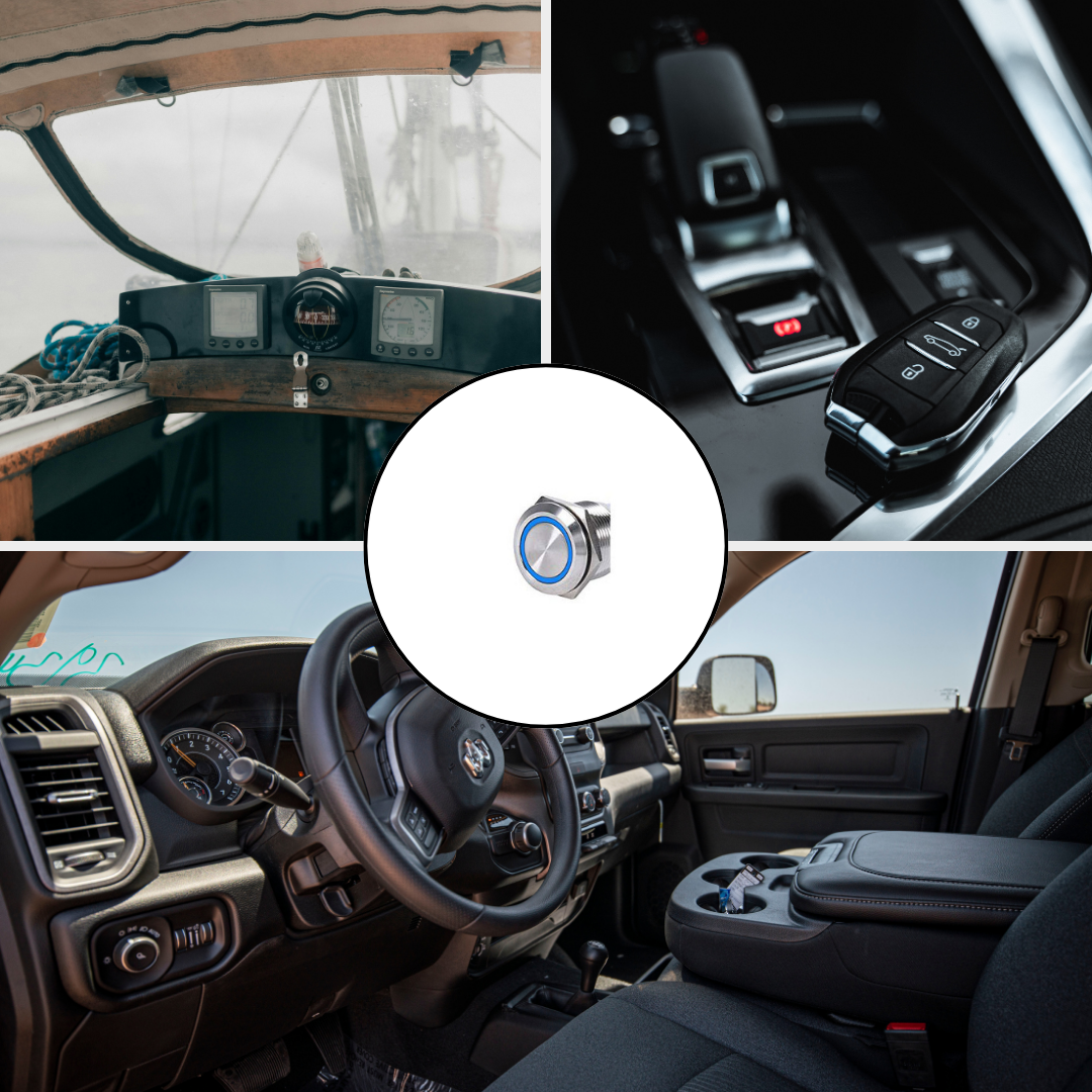 Push Button Weatherproof Round Illum.Blue PTM/RTB IP65 2A 250V/12V