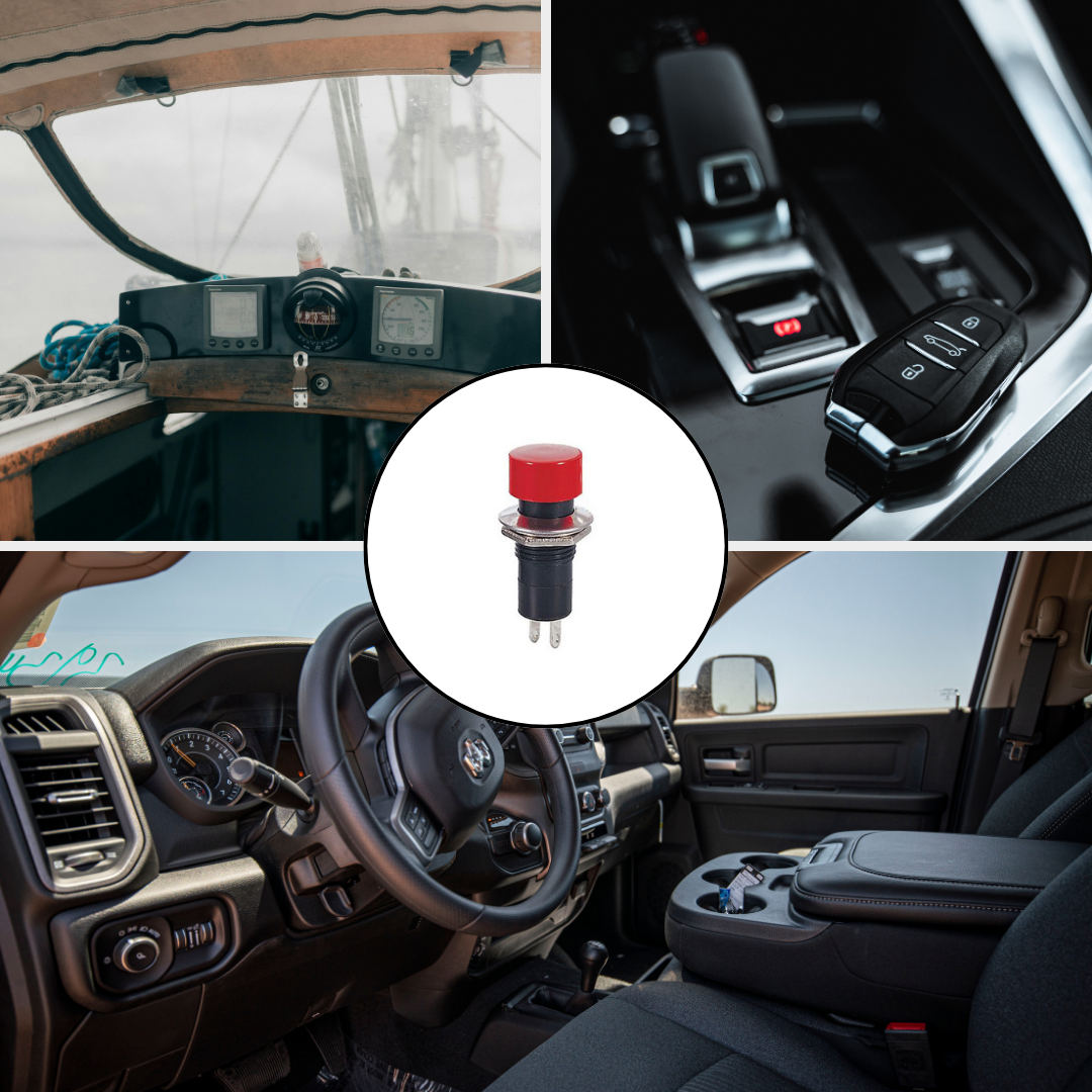 Push Button Ignition Round M-Head Red NC PTB/RTM 5A 12VDC